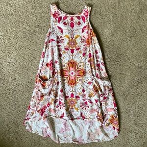 Girls Hi-low Floral Dress with Pockets, Size 6-7